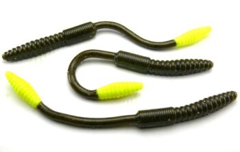 Big Bite 4.5" Squirrel Tail Worm - Green Pumpkin/Chart (10pcs)