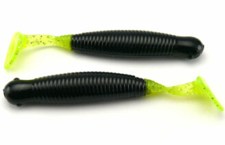 AGM 2.5" Paddler Grub - Black/Chartreuse Tail (10pcs)
