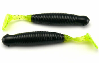 AGM 2.5" Paddler Grub - Black/Chartreuse Tail (10pcs)