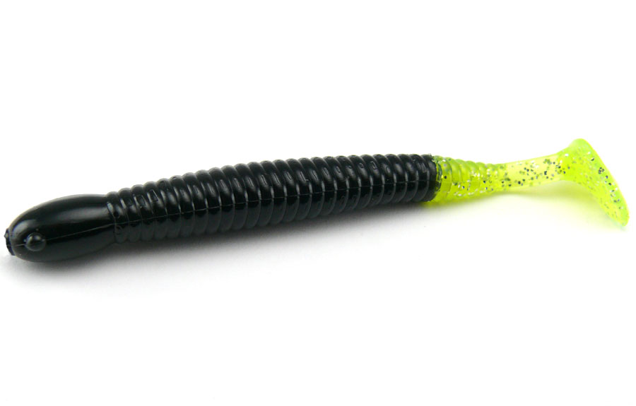 AGM 3.25" Paddler Grub - Black/Chartreuse Tail (8pcs)
