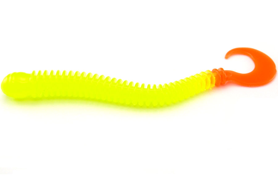 AGM 4" Finesse Curltail Worm - Chartreuse/Orange (8pcs)
