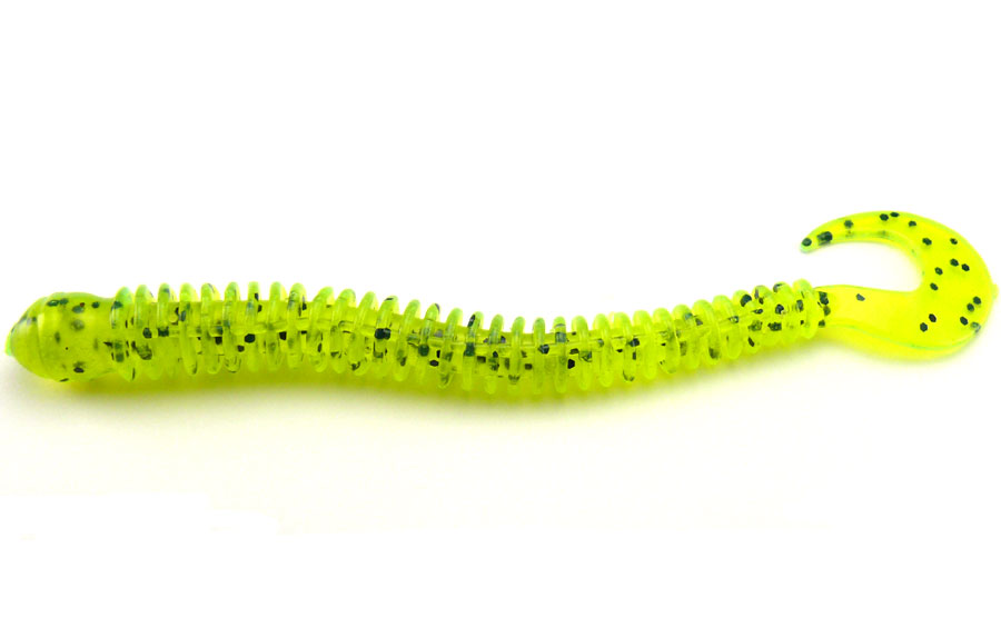 AGM 4" Finesse Curltail Worm - Chartreuse Pepper (8pcs)