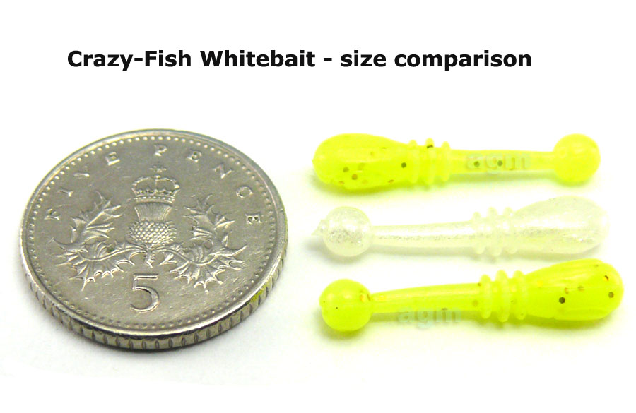 Crazy Fish 0.8" Whitebait - 6 Chartreuse & 49 Snow White (20pcs)