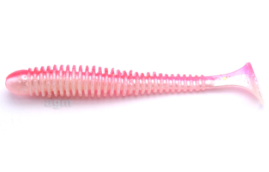 Crazy Fish 3.4" Vibro Worm - 9D Pink/Snow (5pcs)