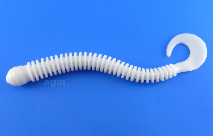AGM 4" Finesse Curltail Worm - White (8pcs)