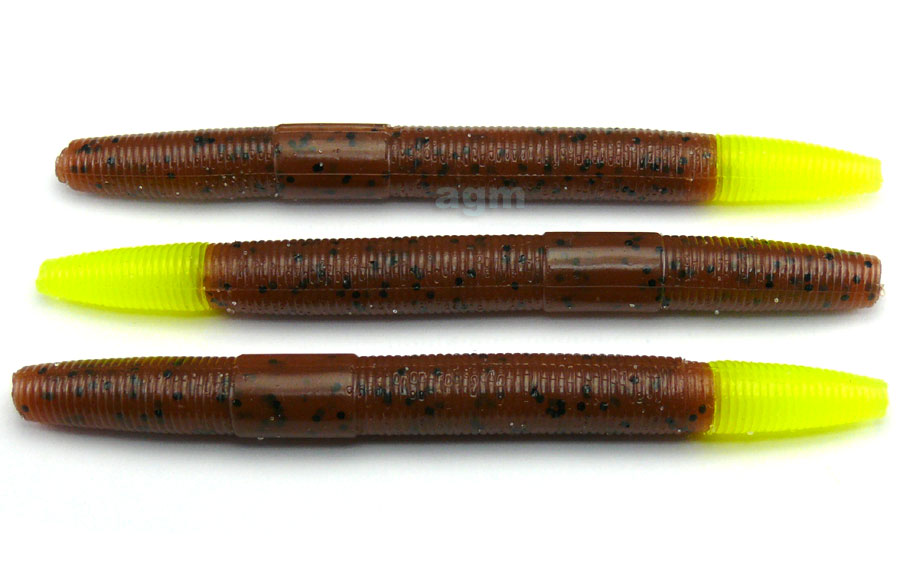 AGM 4" Stick Worm - Pumpkinseed/Chartreuse Tip (8pcs)