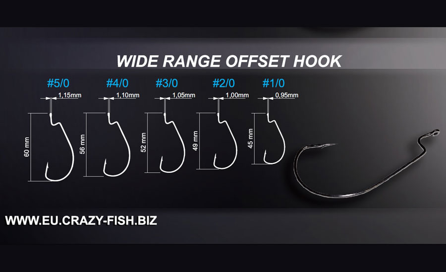 Crazy Fish Wide Range Offset Hook - Size 4/0 (5pcs)