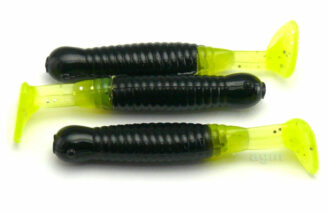 AGM 1.5" Paddler Grub - Black/Chartreuse Tail (10pcs)