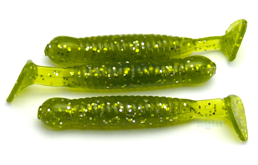 AGM 1.5" Paddler Grub - Seaweed/Gold Flake (10pcs)