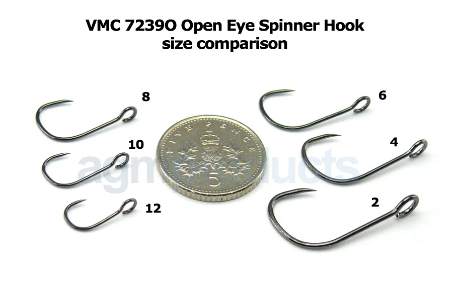 VMC 7239O Open Eye Barbless Spinner Hook - Size 2 (8pcs)