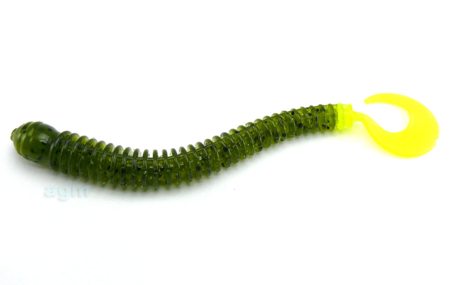 AGM 4" Finesse Curltail Worm - Watermelon/Chartreuse (8pcs)