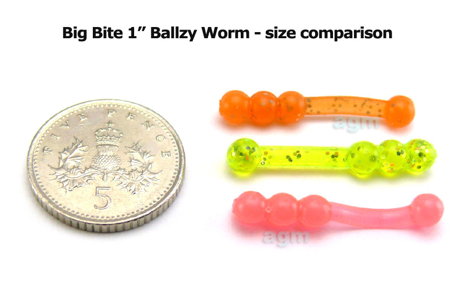 Big Bite 1" Ballzy Worm - Chartreuse Shine (10pcs)