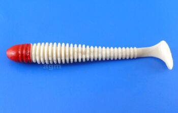 Crazy Fish 3.4in Floating Vibro Worm White Red Head 5pcs