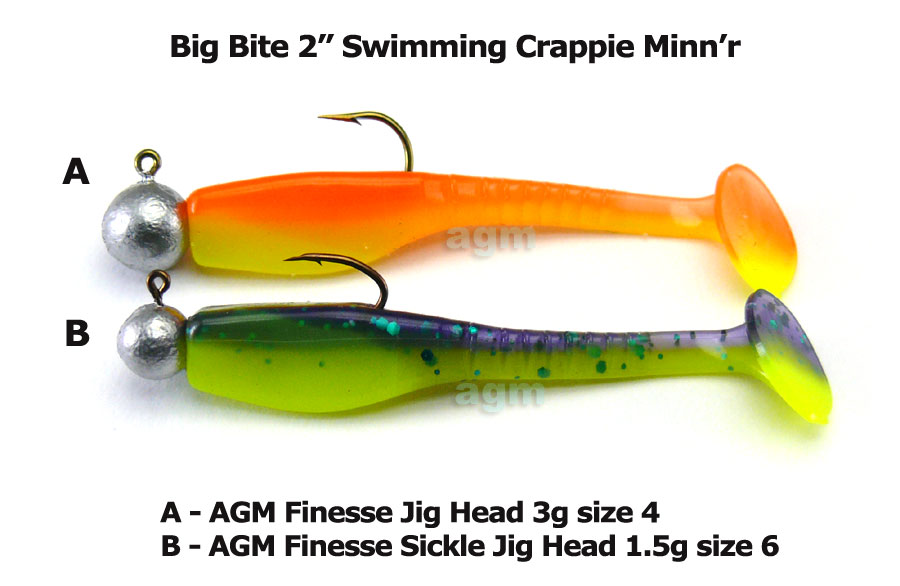 Big Bite 2" Swimming Crappie Minnr - Junebug/Chartreuse (10pcs)