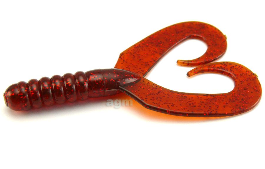 AGM 3.25" Twintail Grub Motor Oil Red (8pcs)