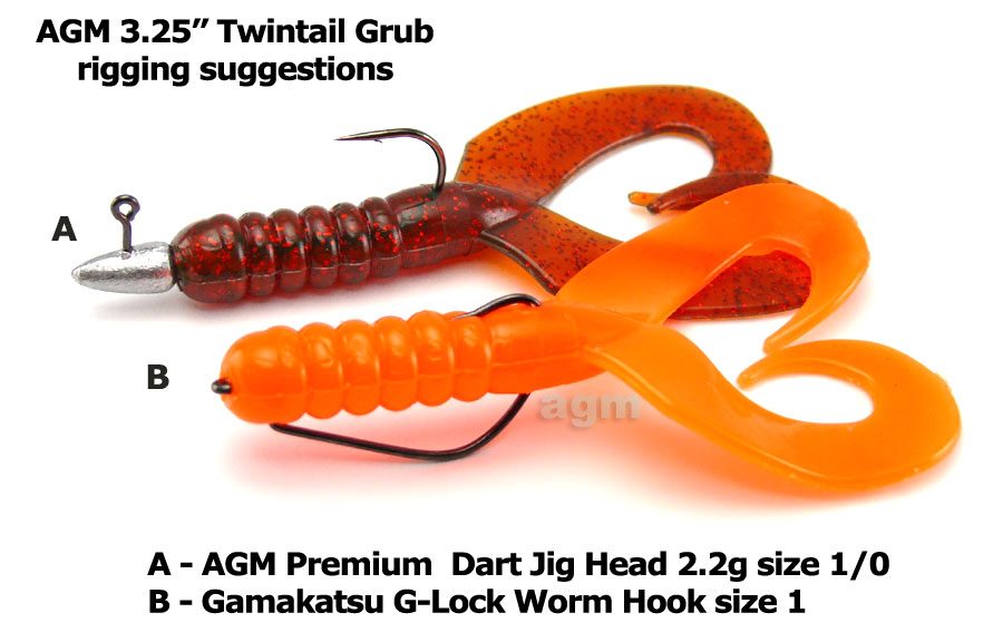 AGM 3.25" Twintail Grub Motor Oil Red (8pcs)