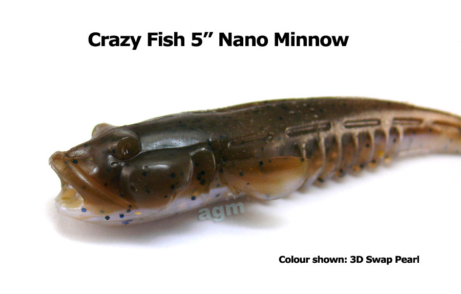 Crazy Fish 5" Floating Nano Minnow - 3D Swamp Pearl (4pcs)