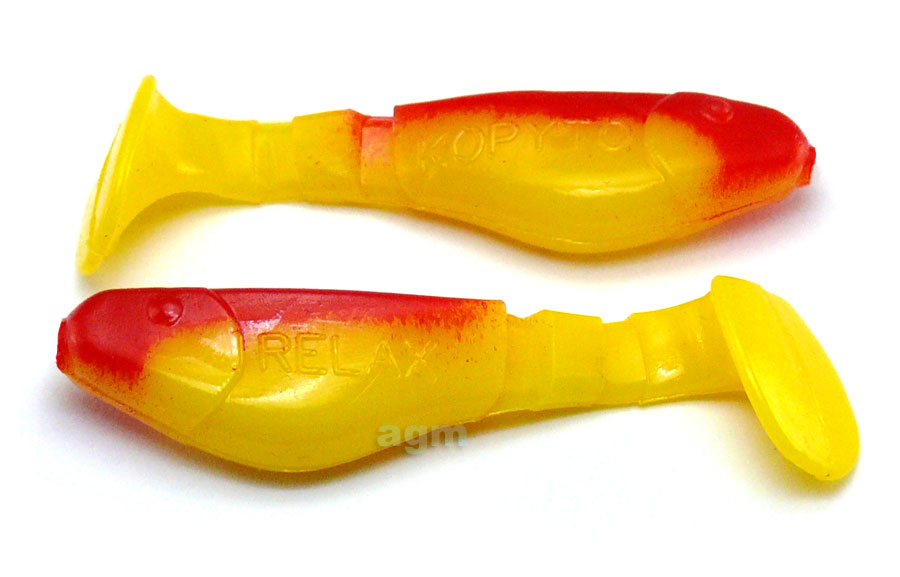Relax 2" Kopyto Shad - Yellow/Red Back (3pcs)