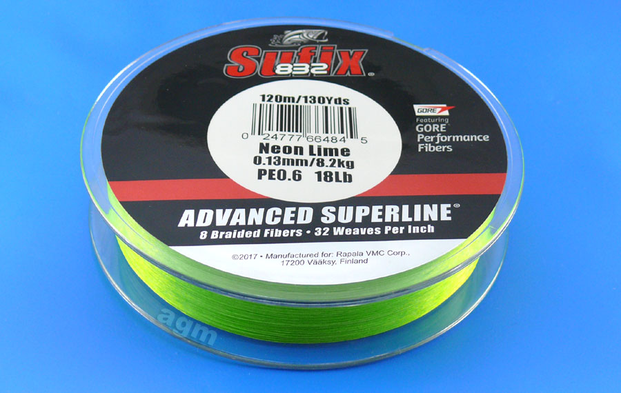 Sufix 832 Braid 8.2kg/18lb (120mtrs) - Neon Lime