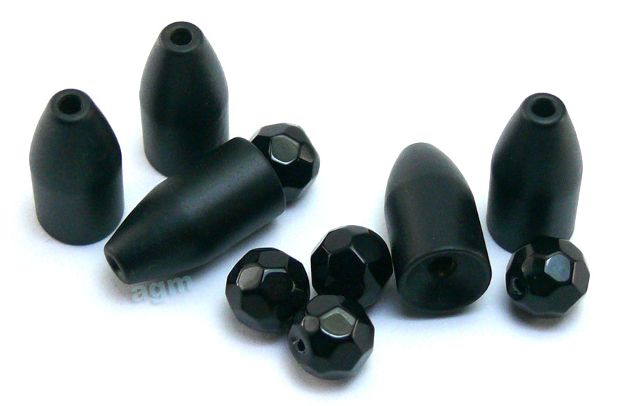 AGM Brass Glass Combo Worm Weight 7g - Black (5pcs & beads)