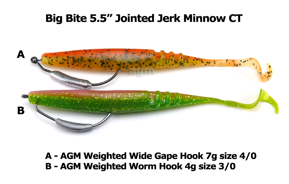 Big Bite 5.5 Jointed Jerk Minnow CT - TN Shad/Chart. Glitter (7pcs)