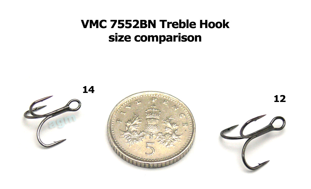 VMC 7552 BN Light Inline Treble Hook - Size 14 (8pcs)