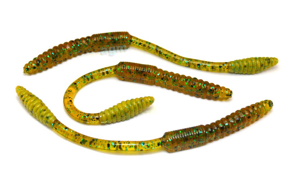 Big Bite 4.5 Squirrel Tail Worm - Pumpkin Pepper Green (10pcs)