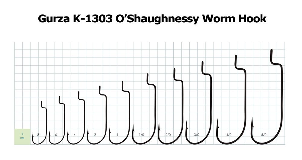 Gurza K-1303 O'Shaughnessy Worm Hook - Size 2 (10pcs)