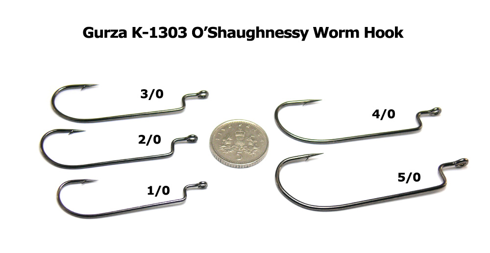 Gurza K-1303 O'Shaughnessy Worm Hook - Size 1/0 (10pcs)