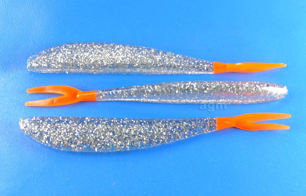 Big Bite 4 Slim Minnow - Silver Glitter/Orange Tail (10Pcs)