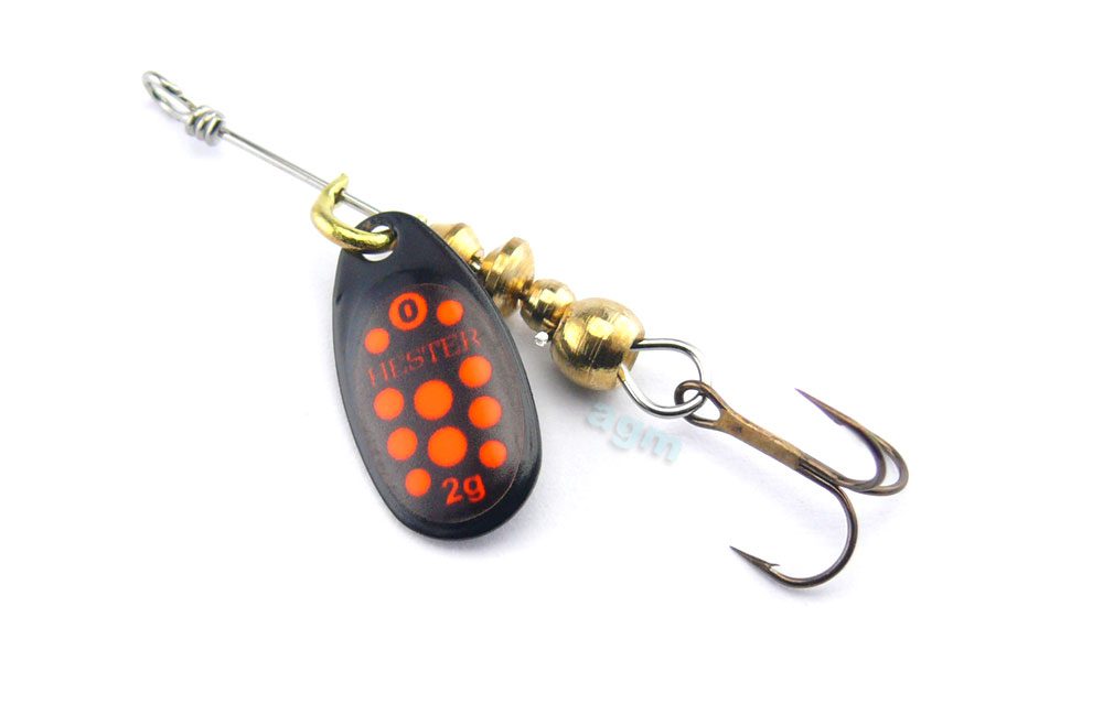Hester Osprey Spinner 2g – Black/Orange Spots
